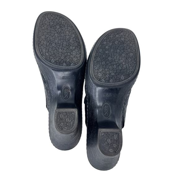 Sofft Mule Clog Womens US 10M Black Embossed Leather Block Heel Slip On 1042101 - Picture 8 of 11